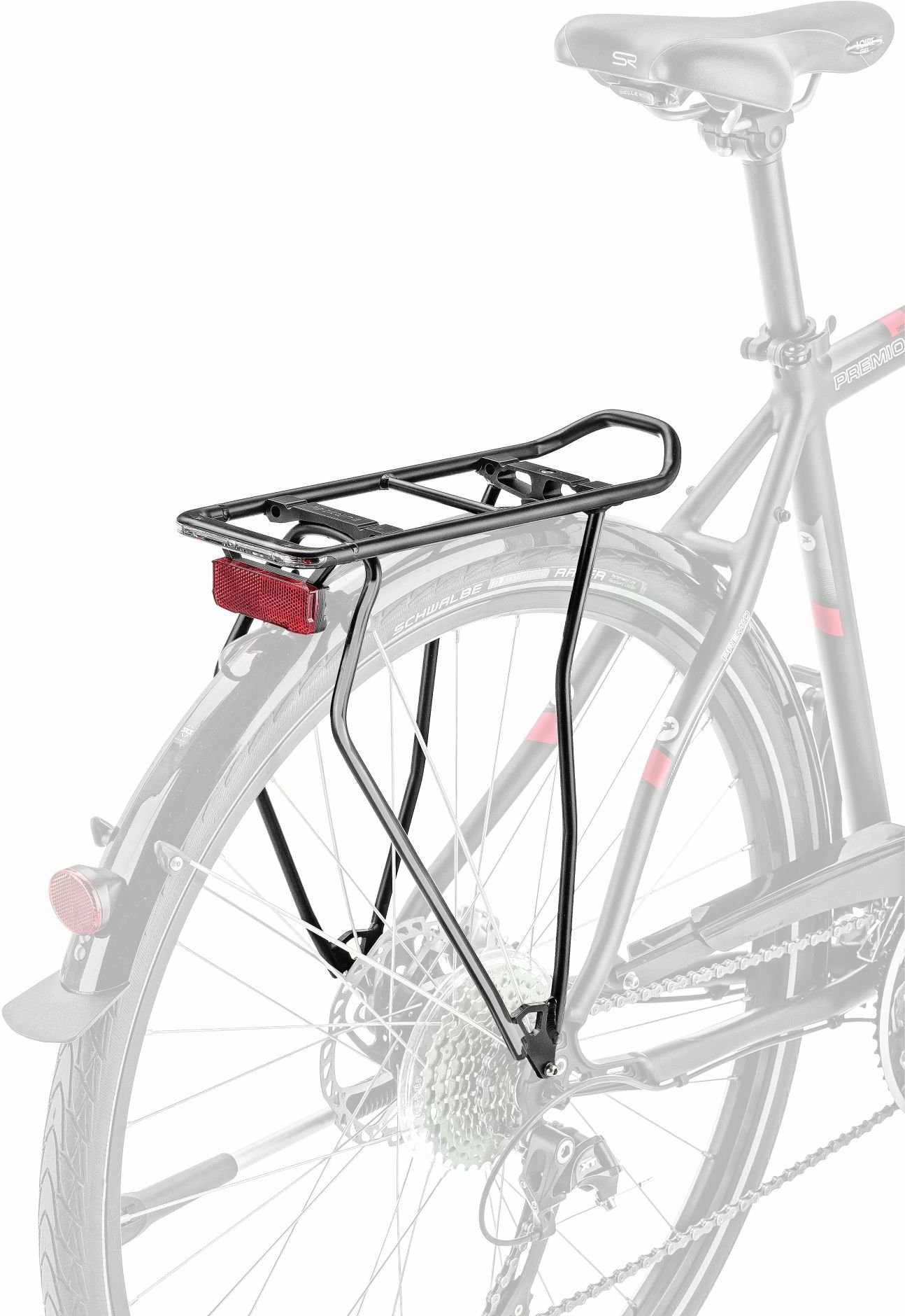 Fahrradteile/Gepäckträger: Racktime  Standit Shine Gepäckträger mit Rücklicht 28 Zoll 