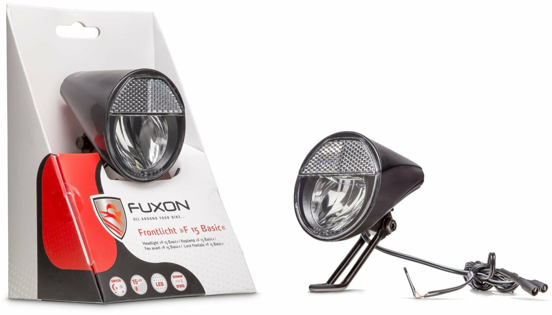 dynamobeleuchtung/Beleuchtung: Fuxon  F-15 Basic Nabendynamo-Scheinwerfer 