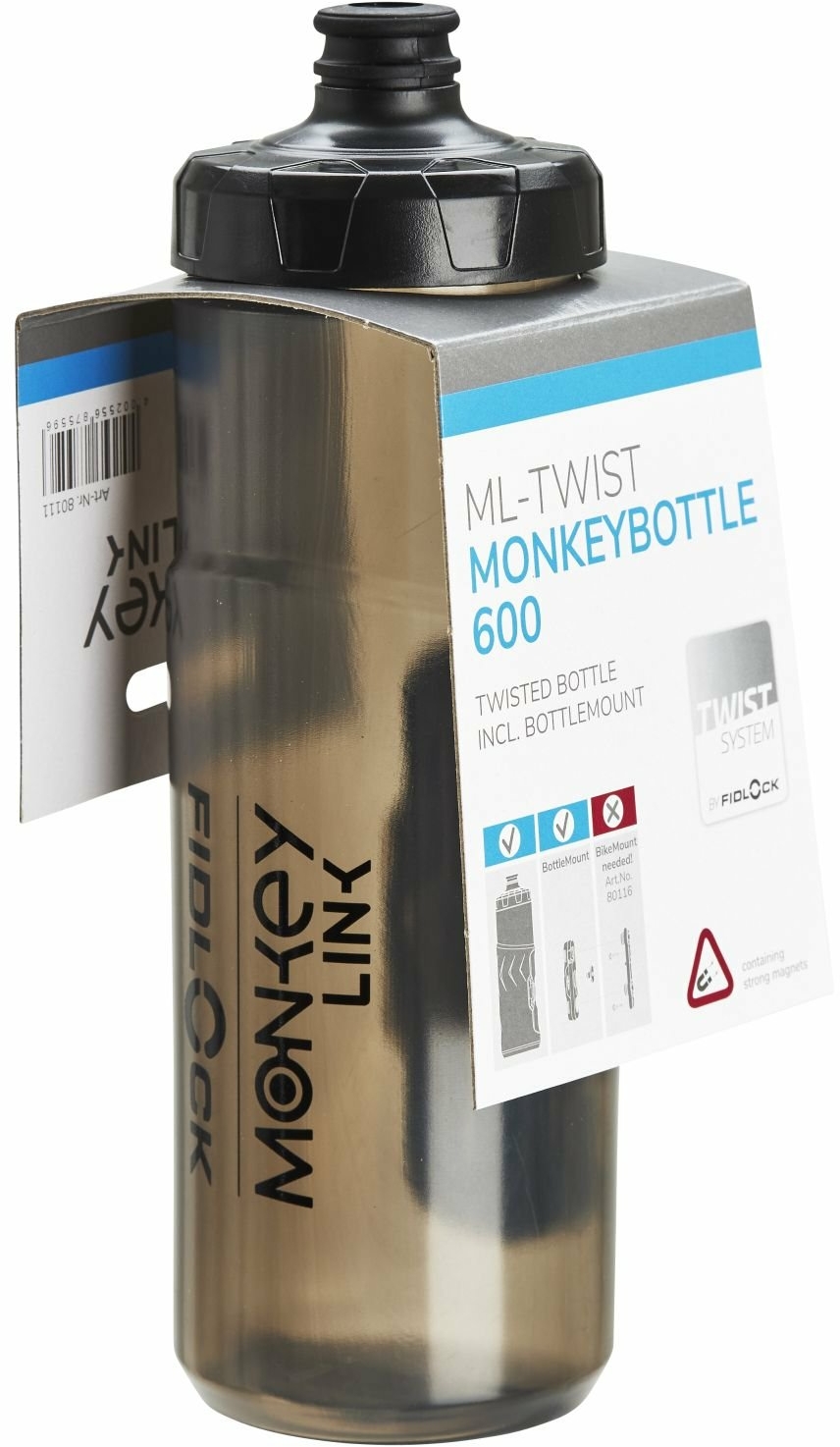 MonkeyLink Trinkflasche ML-MonkeyBottle CO 600ml mit BottleMount (flaschenseitig)