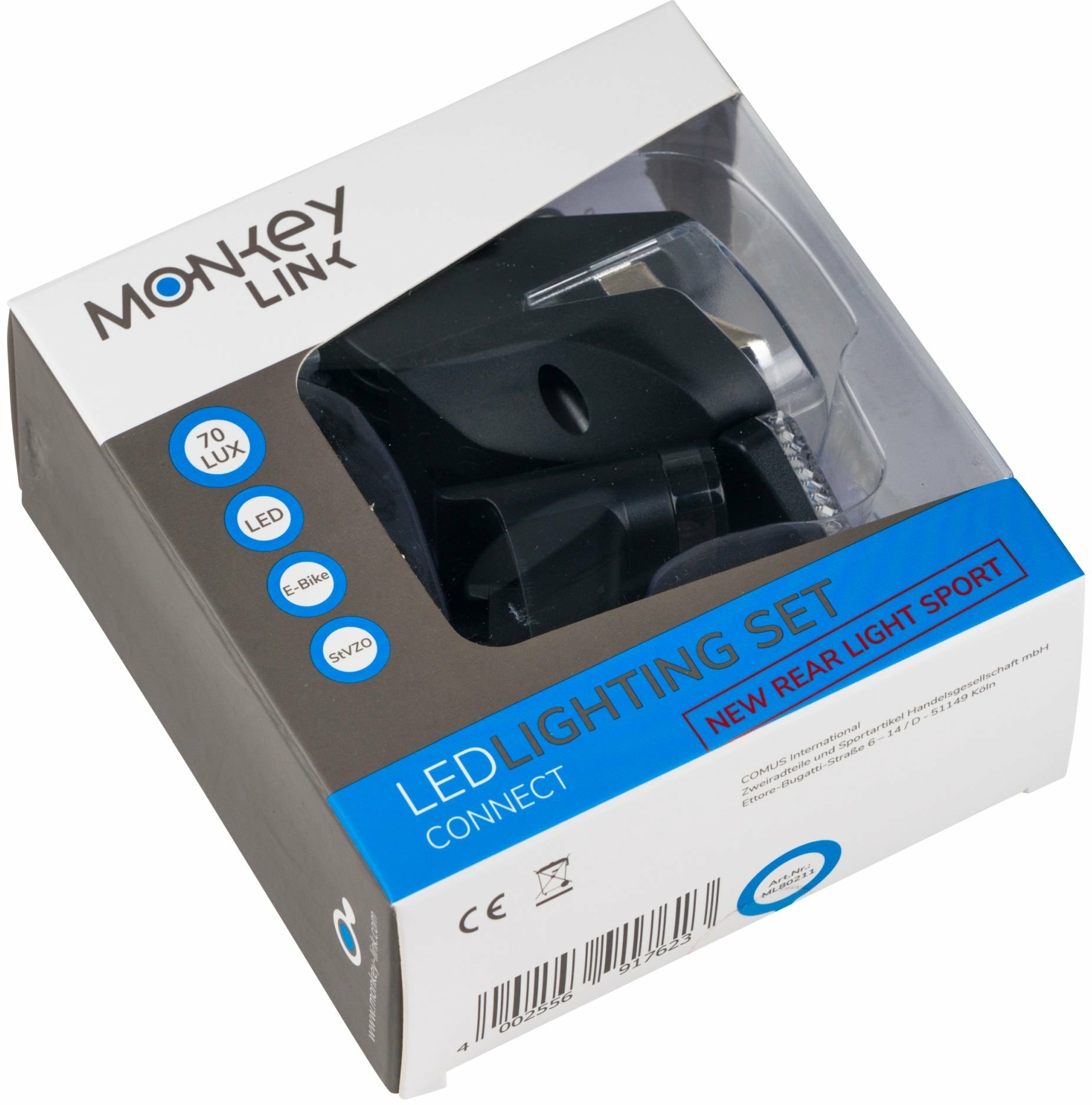 MonkeyLink Scheinwerfer 70 Lux MonkeyLight LED Connect (Stromzufuhr über E-Bike Akku)